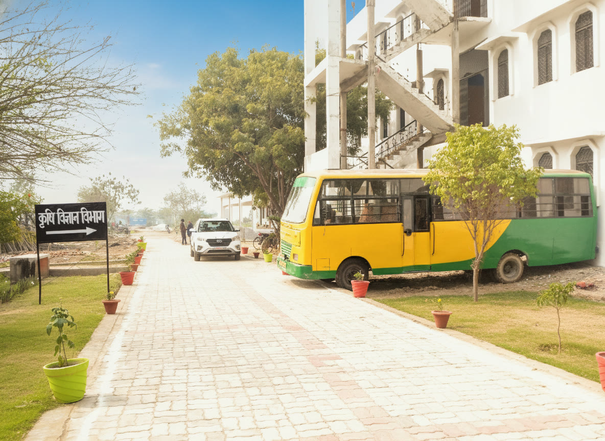 Campus drive and college bus / परिसर मार्ग एवं बस